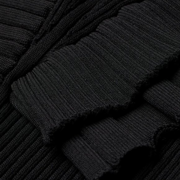 H&M Studio Collection Flounce Thick Fine-knit Black Cocktail Turtleneck Sweater - Picture 4 of 14